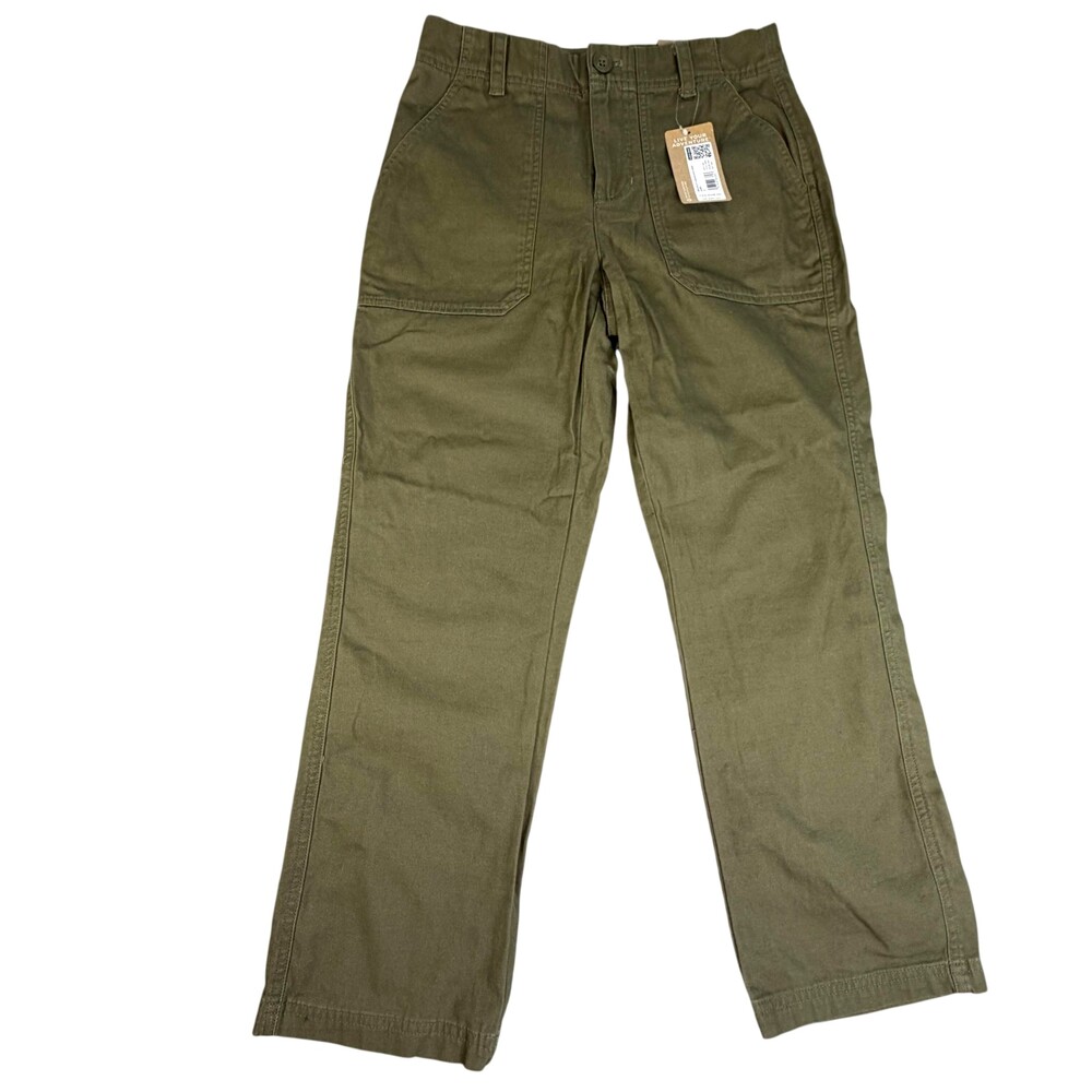 Eddie Bauer WR Utility Canvas Kick Crop Pants Womens 2 Green Alder High Rise